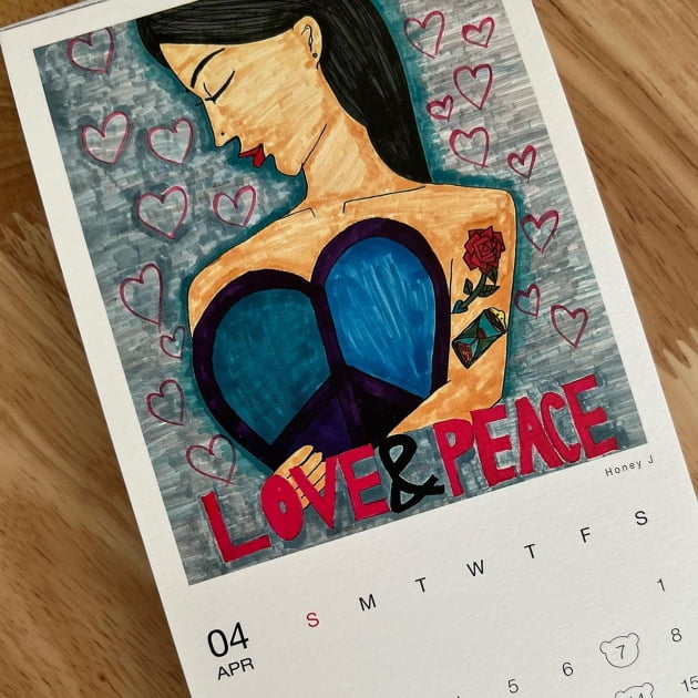 Honey J, personally painted ‘I’m Alone’ calendar certified